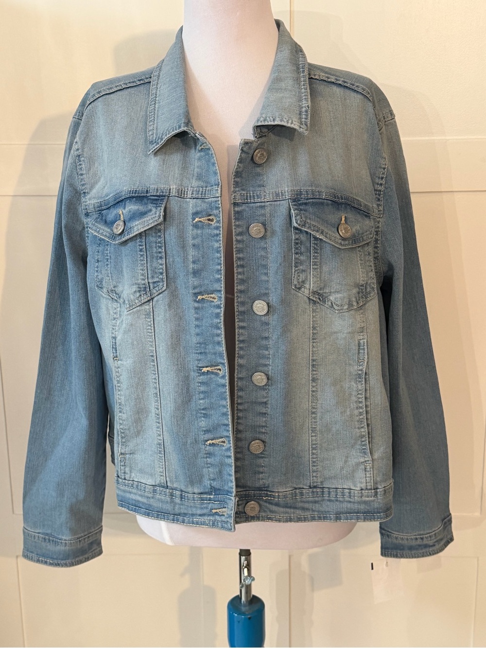 Classic Light Blue Denim Jacket - Women's Jean Coat 1X NWT